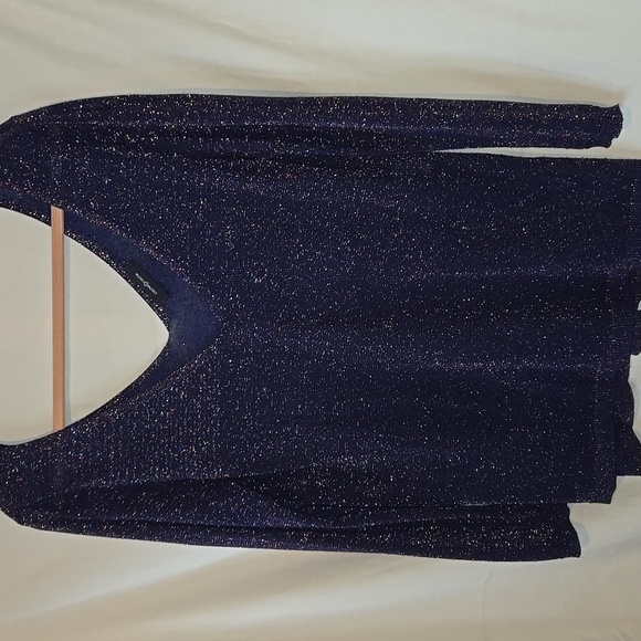 Cache Cache Sparkly Purple Gold And Pink V-Neck Long Sleeve Top Size Med - Picture 1 of 8